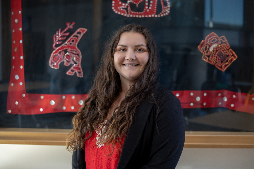 Board Chair, Adelle Cober (Button Blanket)